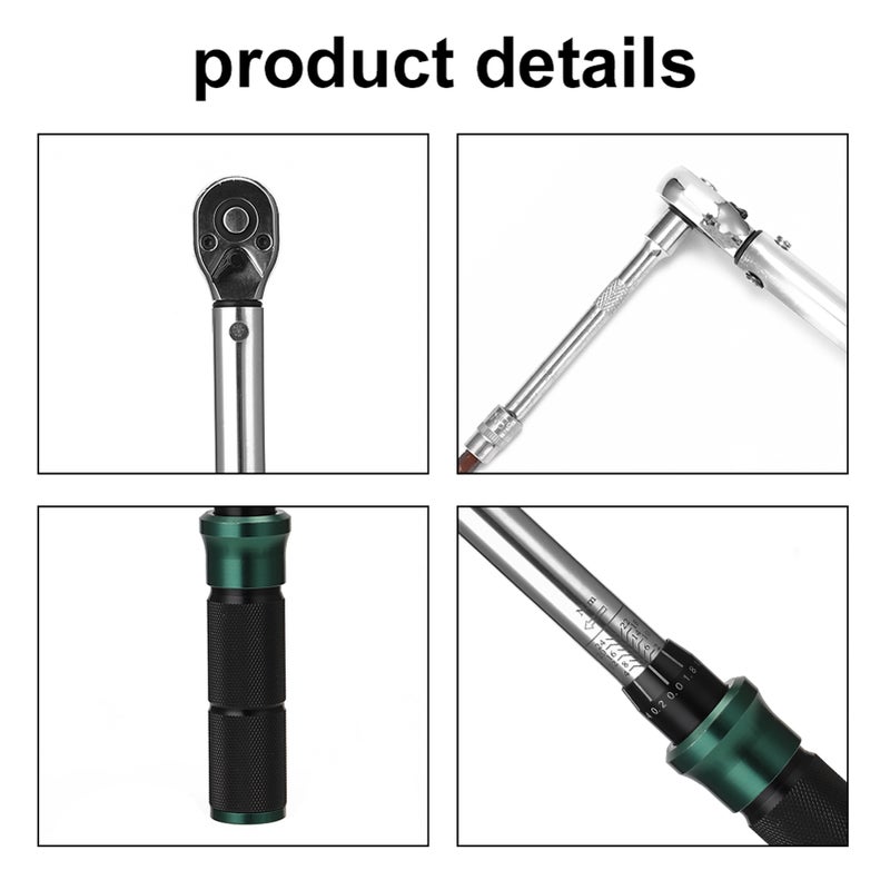 2-24N.m 1/4 Inch Drive 21 PCS Preset Torque Wrench Bits Set Quick Release Mini Portable Adjustable Torque Wrench Household Bicycle Car Auto Repairs with Storage Box - Image 4