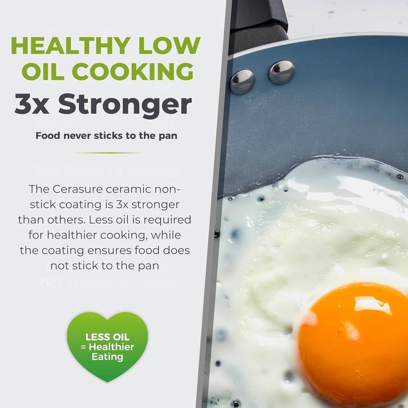 Tower Cerasure 24 cm Ceramic Non-Stick Fry Pan/Skillet/Omelette Pan - Even Heating, Low-Oil Cooking, Quick Heating, Gas & Induction Compatible, 1.5-Year Warranty - Image 4