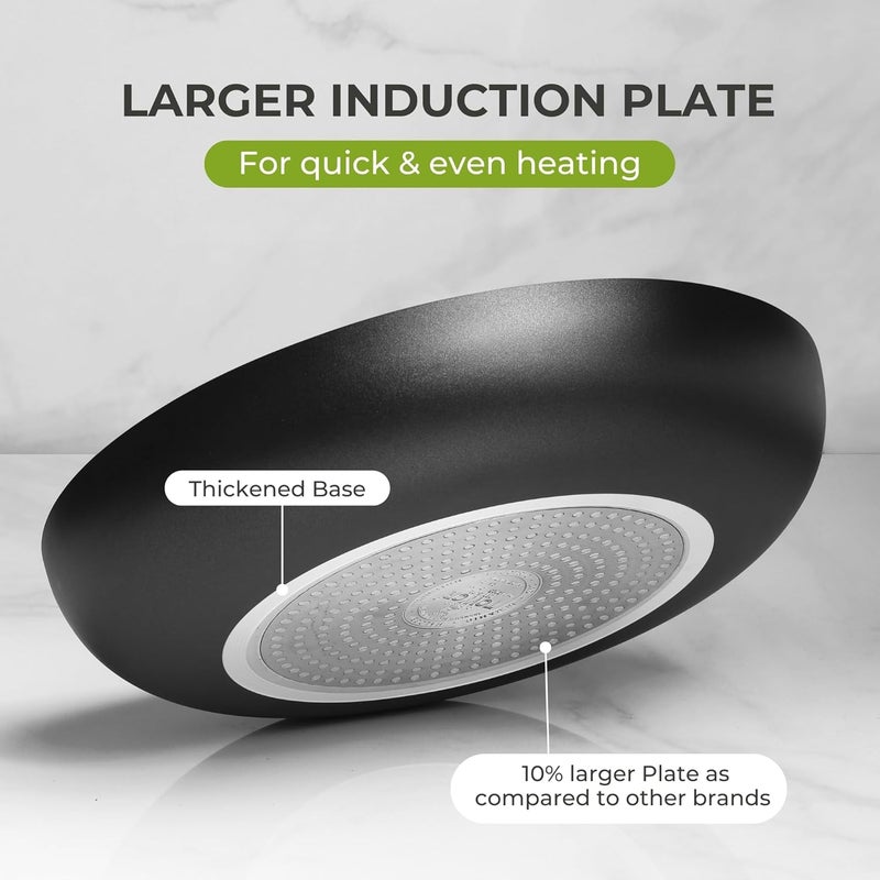 Tower Cerasure 24 cm Ceramic Non-Stick Fry Pan/Skillet/Omelette Pan - Even Heating, Low-Oil Cooking, Quick Heating, Gas & Induction Compatible, 1.5-Year Warranty - Image 3