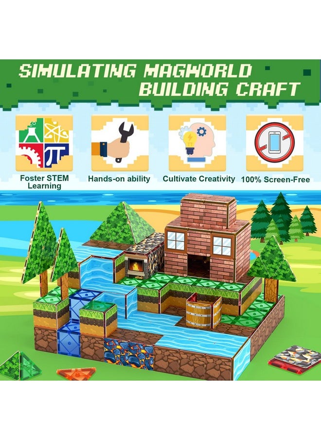 Gooidea Magnetic Building Blocks Stimulate Mine Magworld Building Craft 84PCS Magnetic Tiles Toppers Construction Game Playset Kids Toys Learning Sensory Toys Gift for Age 4-6, 5-7, 8-12 Boys Girls Gamers  - Image 3