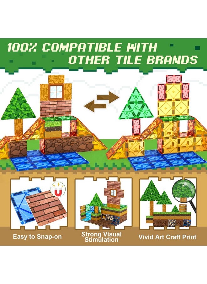 Gooidea Magnetic Building Blocks Stimulate Mine Magworld Building Craft 84PCS Magnetic Tiles Toppers Construction Game Playset Kids Toys Learning Sensory Toys Gift for Age 4-6, 5-7, 8-12 Boys Girls Gamers  - Image 2