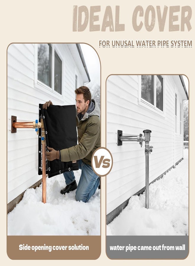 DEMEDO Backflow Preventer Insulation Cover - 2 Way Opening Pipe Insulation Cover for Irrigation Valve, Sprinkler Cover for Outside - Winter Freeze Protection Backflow Cover - 16" W x 20" H, Black - Image 3
