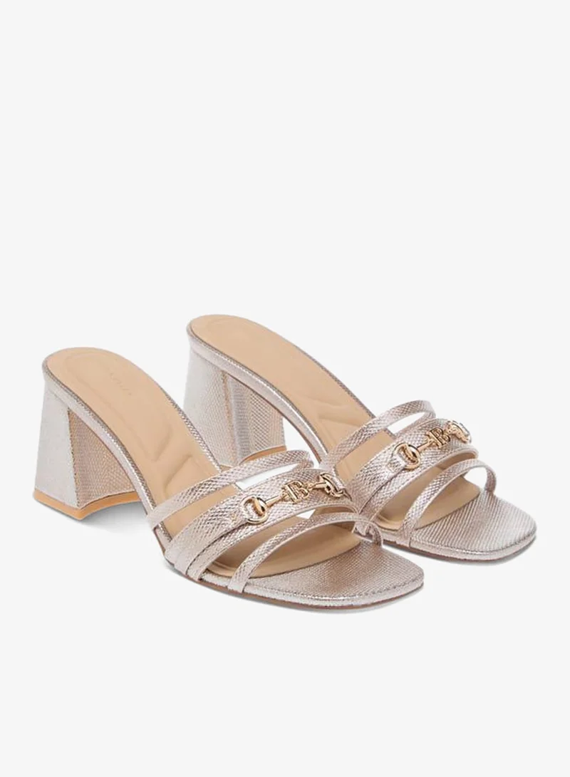 Flora Bella By Shoexpress Womens Metal Accent Slip-On Sandals With Block Heels Ramadan Collection