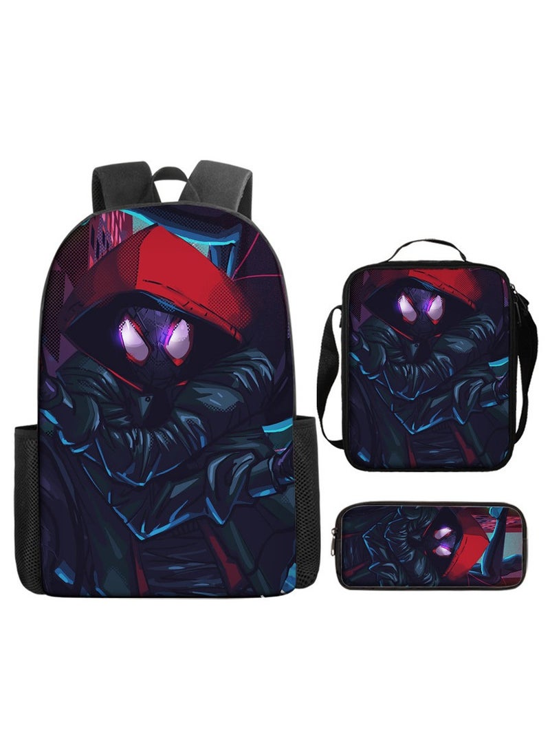 Naruto Spiderman Hero Cartoon Backpack Three-Piece Set 29*42*16cm