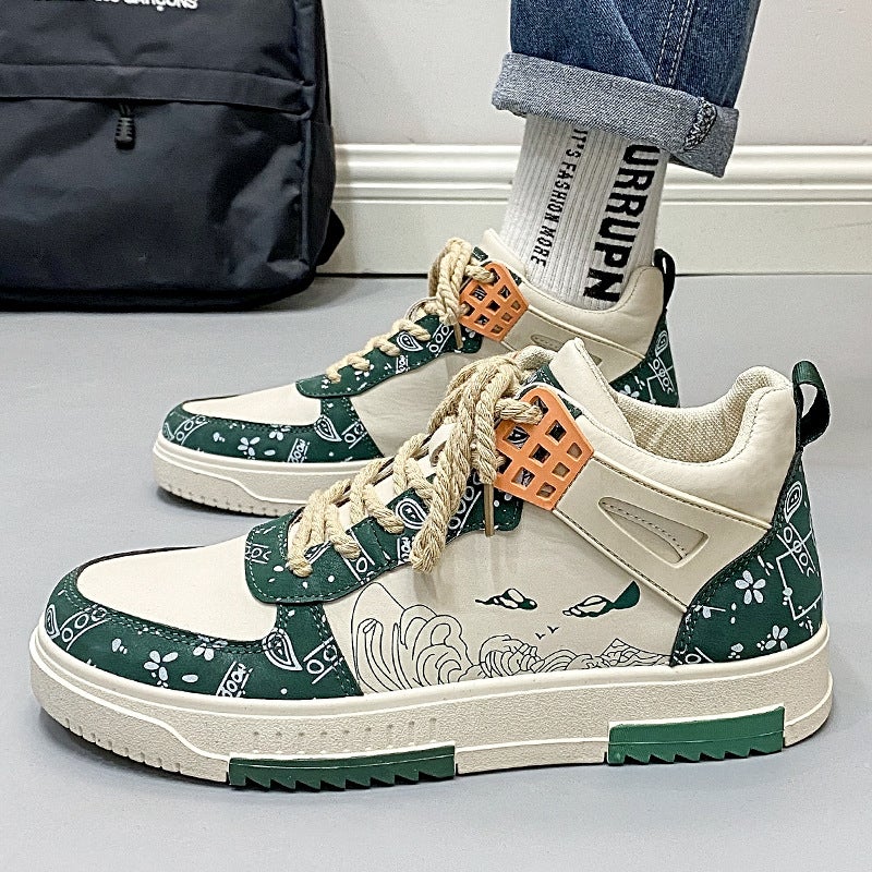 Mens Spring 2024 High-Top Casual Sneakers Green 