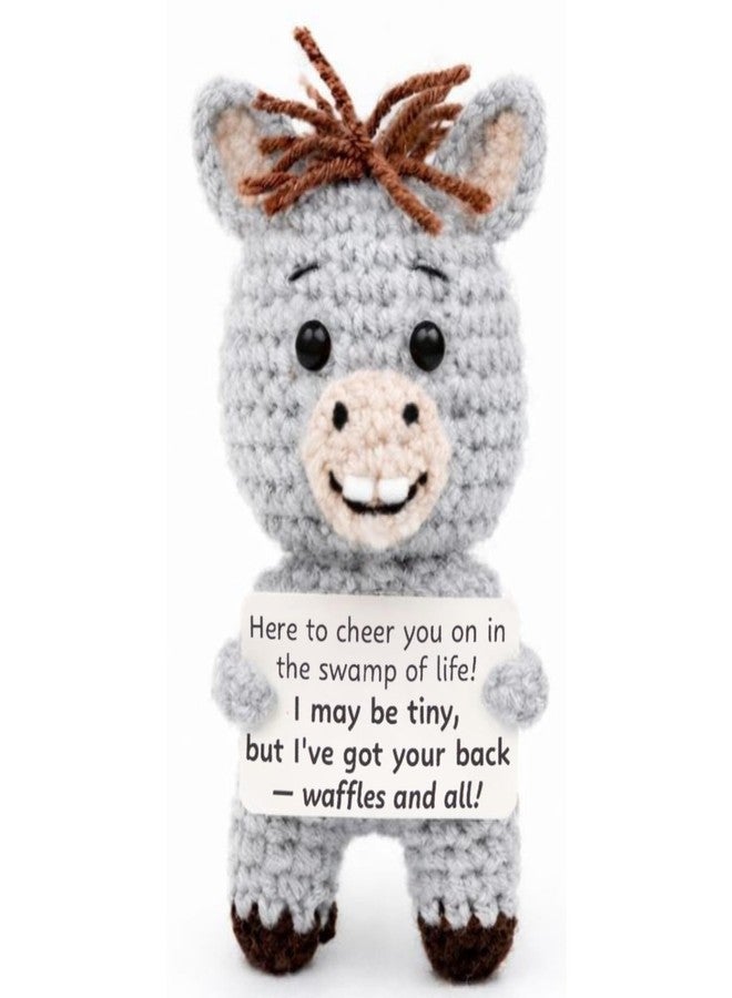 M.O.Q. Handcrafted Inspirational Donkey Crochet Birthday Gifts for Women Men Him Her 14+ Positive Emotional Uplifting Support Small Funny Cute Handmade Crochet Potato Friends (Donkey) - Image 1