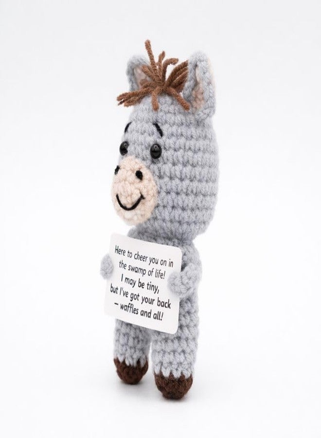 M.O.Q. Handcrafted Inspirational Donkey Crochet Birthday Gifts for Women Men Him Her 14+ Positive Emotional Uplifting Support Small Funny Cute Handmade Crochet Potato Friends (Donkey) - Image 2