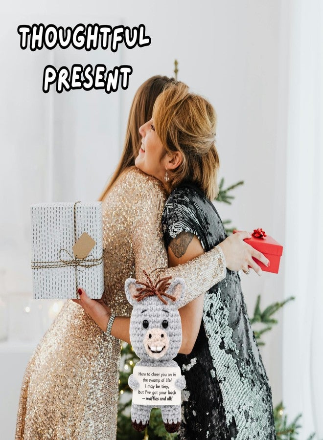 M.O.Q. Handcrafted Inspirational Donkey Crochet Birthday Gifts for Women Men Him Her 14+ Positive Emotional Uplifting Support Small Funny Cute Handmade Crochet Potato Friends (Donkey) - Image 4