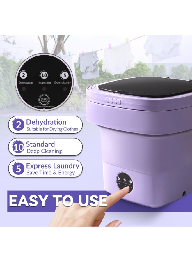 HomKawt Portable Washing Machine, 8L Mini Laundry Washer with 3 Modes Cleaning for Underwear, T shirt,Baby Clothes, Sock, Small Delicates. Foldable Washer and Dryer Combo for Apartment, Home, Hotel, Camping - Image 2