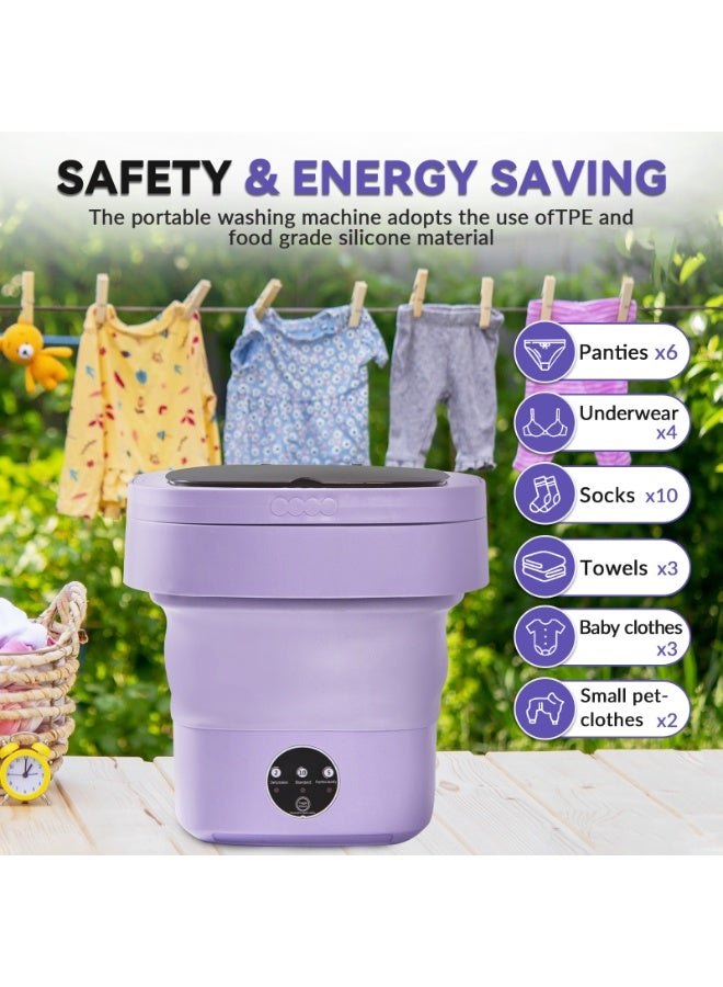 HomKawt Portable Washing Machine, 8L Mini Laundry Washer with 3 Modes Cleaning for Underwear, T shirt,Baby Clothes, Sock, Small Delicates. Foldable Washer and Dryer Combo for Apartment, Home, Hotel, Camping - Image 3