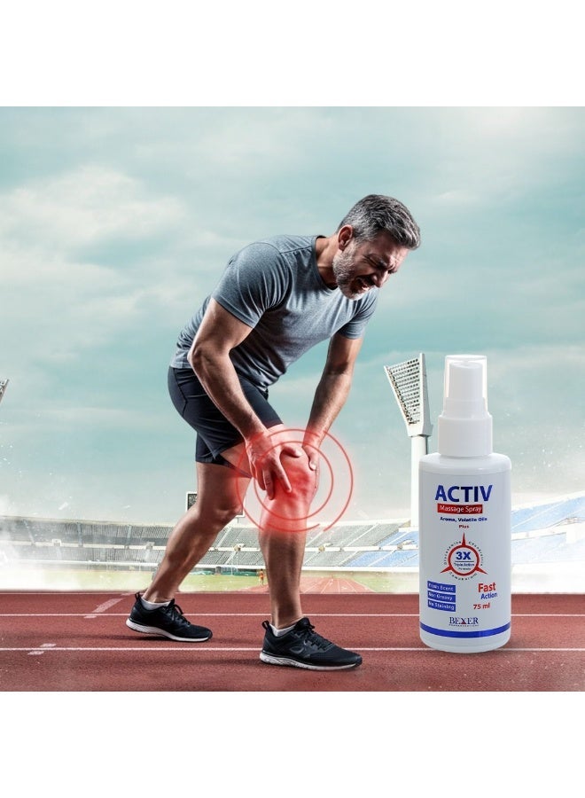 أكتيف بخاخ أكتيف لتخفيف الألم السريع 75 مل لإصابات الملاعب وآلام العضلات والمفاصل وأسفل الظهر، بخاخ تدليك فعّال لتقليل الالتهاب وتحسين الحركة - Image 5