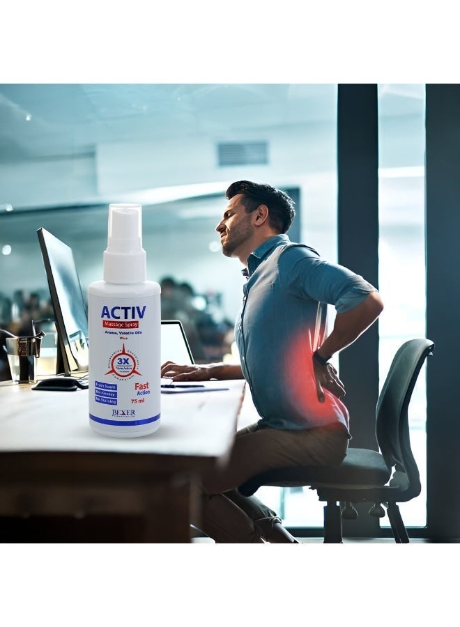 أكتيف بخاخ أكتيف لتخفيف الألم السريع 75 مل لإصابات الملاعب وآلام العضلات والمفاصل وأسفل الظهر، بخاخ تدليك فعّال لتقليل الالتهاب وتحسين الحركة - Image 3