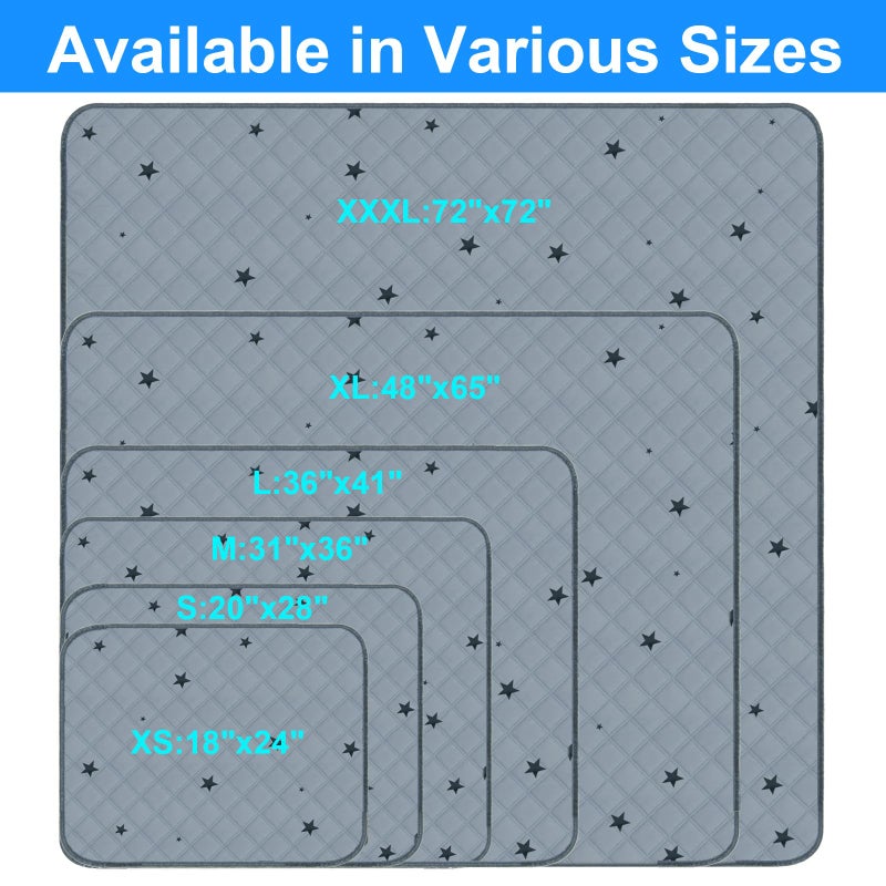 RIOUSSI Washable Pee Pads for Dogs, Reusable, Absorbent, Leakproof, Non Slip Pet Puppy Pads for Potty Training. Gray Stars, 18x24 Inch(4pack) - Image 4