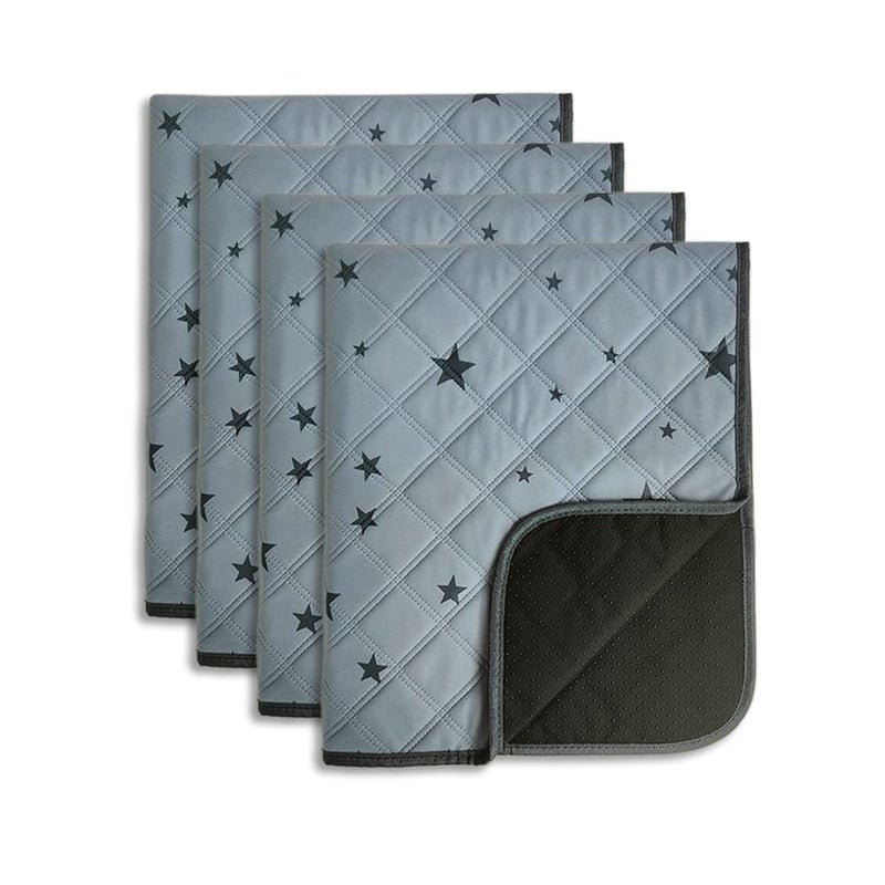 RIOUSSI Washable Pee Pads for Dogs, Reusable, Absorbent, Leakproof, Non Slip Pet Puppy Pads for Potty Training. Gray Stars, 18x24 Inch(4pack) - Image 1