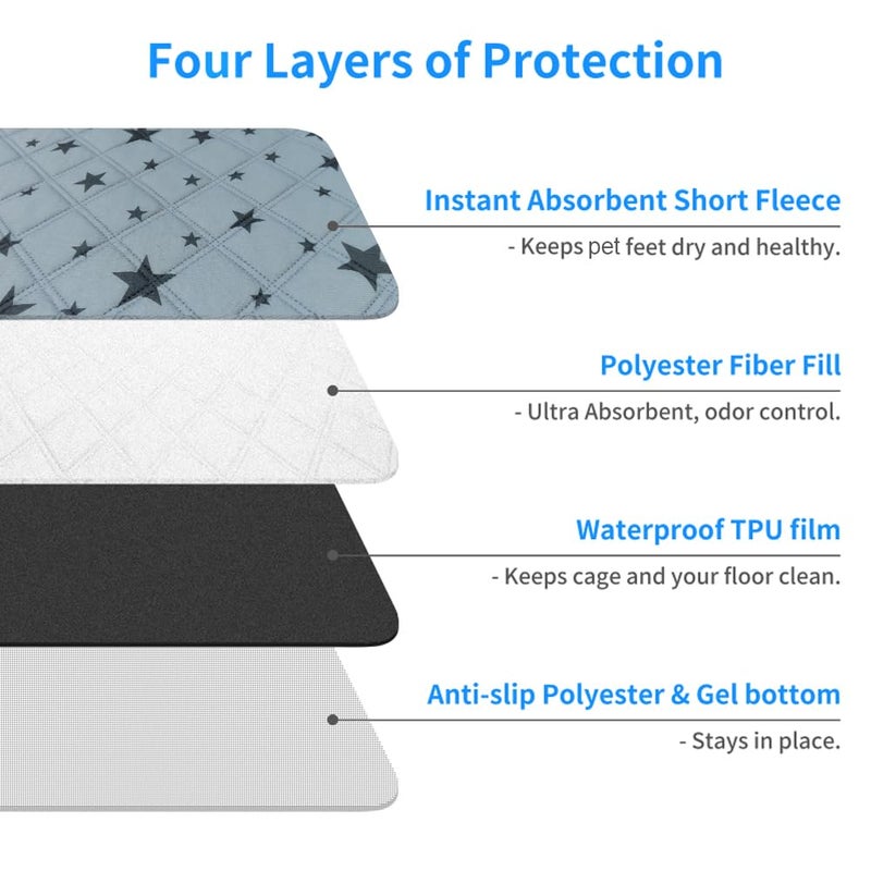 RIOUSSI Washable Pee Pads for Dogs, Reusable, Absorbent, Leakproof, Non Slip Pet Puppy Pads for Potty Training. Gray Stars, 18x24 Inch(4pack) - Image 2
