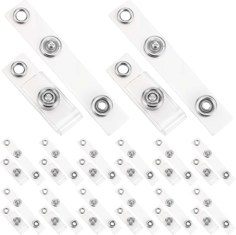 Artibetter 100pcs Clear PVC Badge Holder Straps with Metal Snaps ID Strap Clips for School ID, Membership Cards and Luggage Tags, Office Stationery Supplies - Image 1