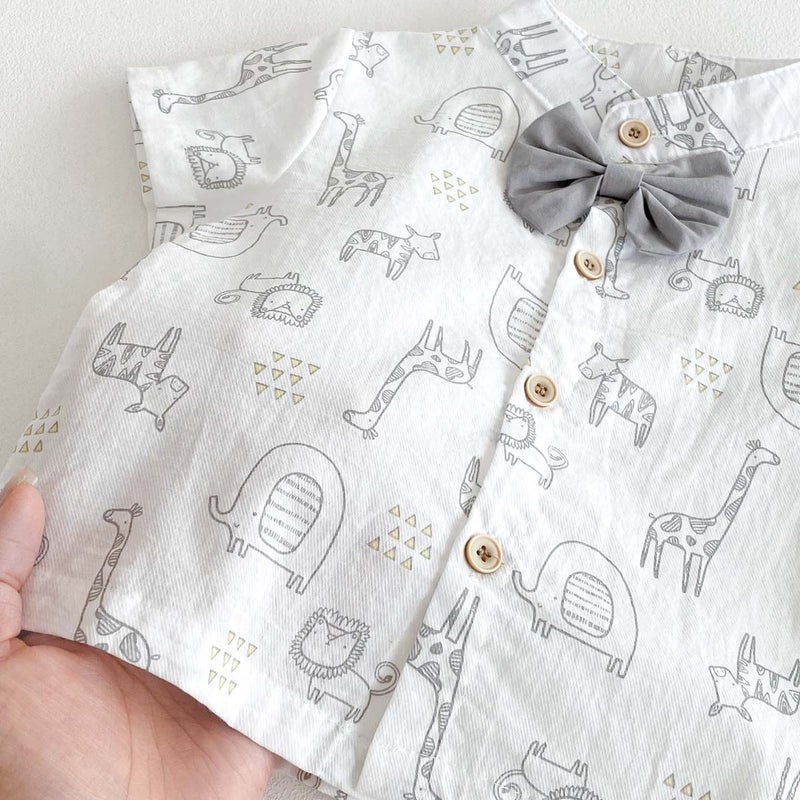 Boys' Short-Sleeved Shirts Hong Kong Style Handsome And Fashionable 2025 Kidsren'S Summer Clothes Boys' Summer Shirts And Shorts Suits Fashionable - Image 4