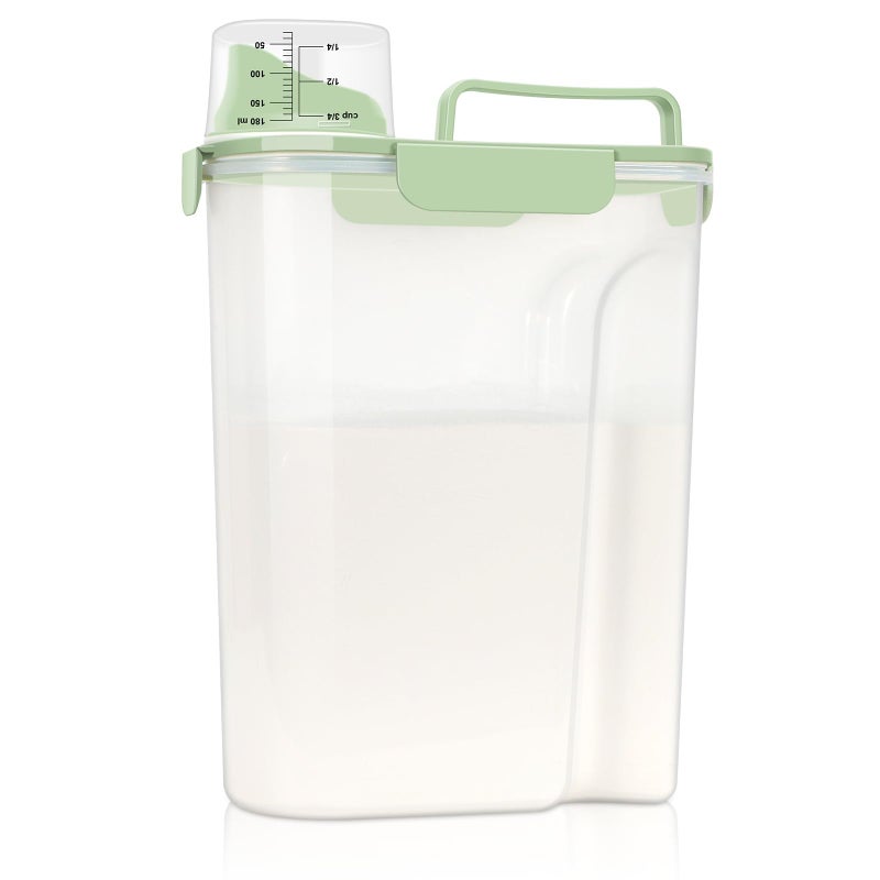 LEAWALK Airtight 10LBS/ Rice/Cereal/Dry Food Storage Container BPA Free, 5.28Qt Clear Plastic Kitchen and Pantry Organization Bin Suitable for Oats, Flour, Sugar, Pasta, Pet Food, etc (Fruit Green - Image 1