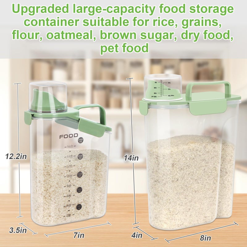 LEAWALK Airtight 10LBS/ Rice/Cereal/Dry Food Storage Container BPA Free, 5.28Qt Clear Plastic Kitchen and Pantry Organization Bin Suitable for Oats, Flour, Sugar, Pasta, Pet Food, etc (Fruit Green - Image 2