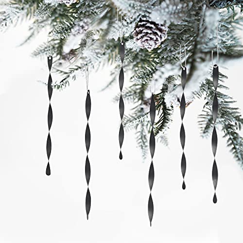 Luxtea 24 PCS Christmas Hanging Ornaments Twisted Aluminum Icicles for Wedding Halloween Holiday Tree Decorations (Matte 7'', Black) - Image 1