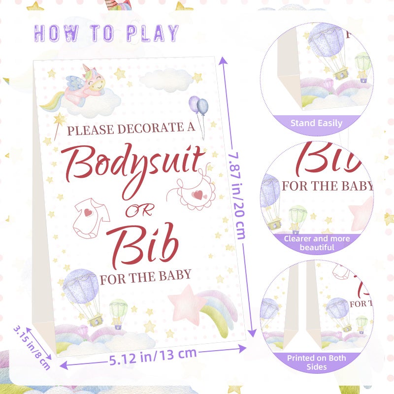 Aisharery Bibs Bodysuits Baby Shower Game Sign Set Newborn Onesies Feeder Gift Fabric Marker Stencils Kit - Image 3