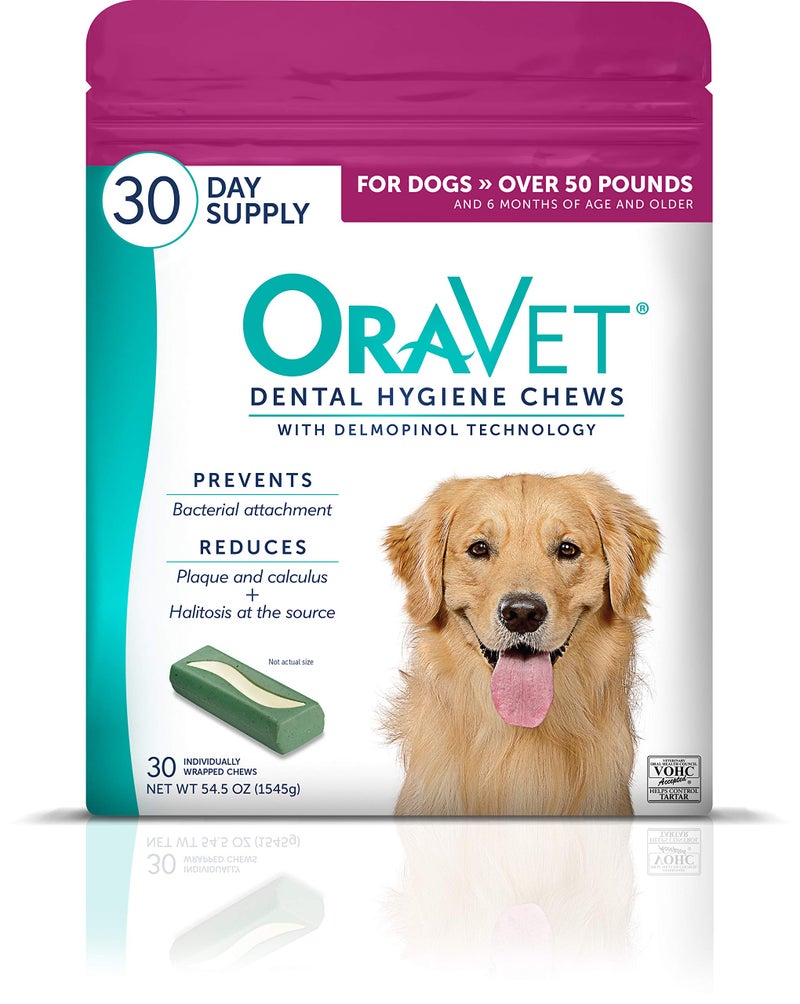ORAVET Dental Chews for Dogs, Oral Care and Hygiene Chews (Large Dogs, Over 50 lbs.) Pink Pouch, 30 Count (Pack of 1) - Image 1