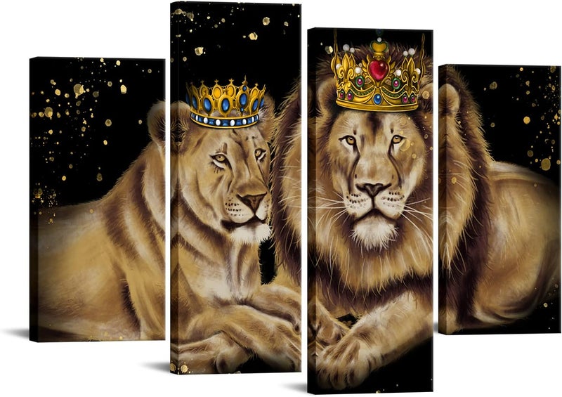 RnnJoile Lion King and Queen Canvas Wall Art - Image 1