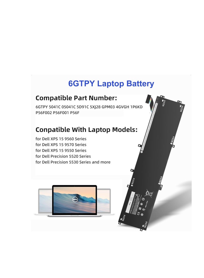 Terabyte 6GTPY Battery for Dell XPS 15 9560 9570 9550 7590 Precision 5510 5520 5530 M5520 M5510 Vostro 7500 7590 5041C 5D91C 5XJ28 GPM03 6GTPY Battery - Image 3