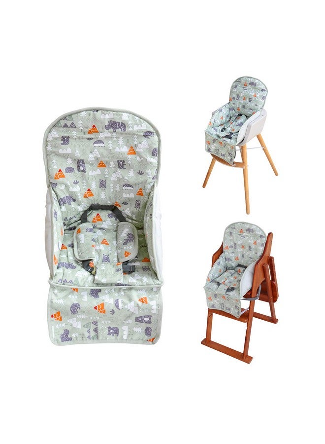 Kocpudu High Chair Pad, High Chair Cushion, High Chair Cover Pad, Safe and Comfort, Soft and Breathable, Cute Pattern, Baby Sits More Comfortable（Green Animal Pattern） - Image 1