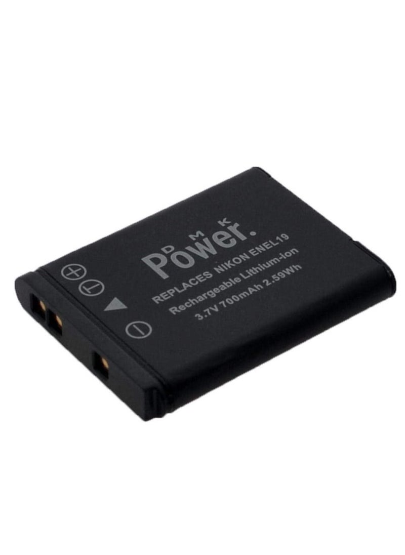 DMK Power - بطارية كاميرا DMK Power 2 x EN-EL19 بسعة 700 مللي أمبير في الساعة متوافقة مع كاميرات Nikon Coolpix S32 S100 S2500 S2600 S2700 وما إلى ذلك - Image 1