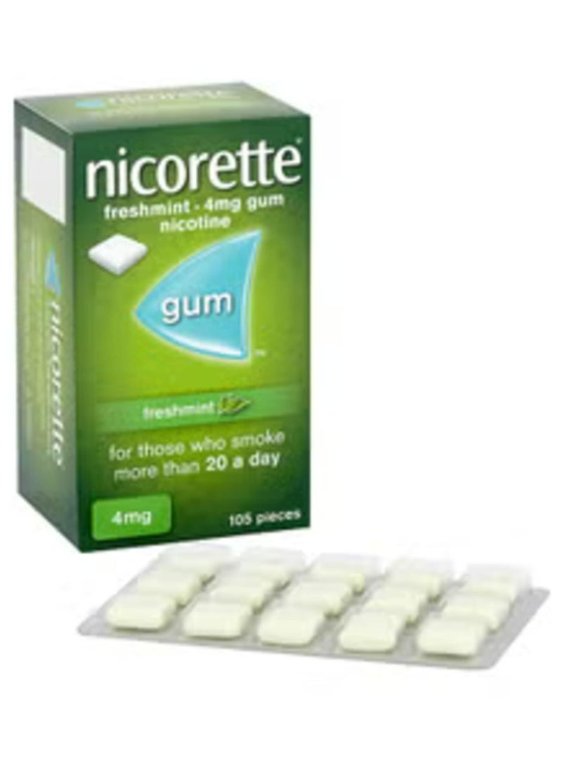nicorette Freshmint 4 Mg Gum Nicotine 105 Pieces 