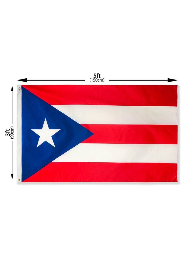 DANF FLAG Puerto Rico 3x5 Foot Polyester Puerto Rican National s Polyester with Brass Grommets 3 X 5 Ft - Image 5