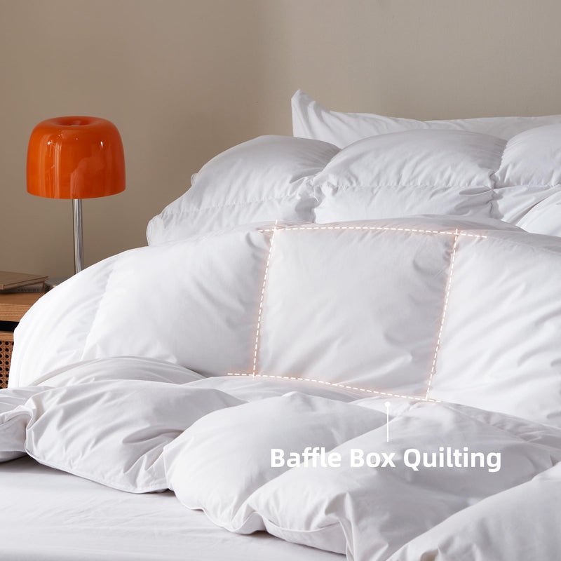 WENERSI Goose Feather Down Fiber Comforter Queen Size,100% Organic Cotton Duvet Insert,All-Season Luxury Duvet Insert with Baffle Box Design, 750+Fill Power Hotel Collection Bedding Comforter - Image 5