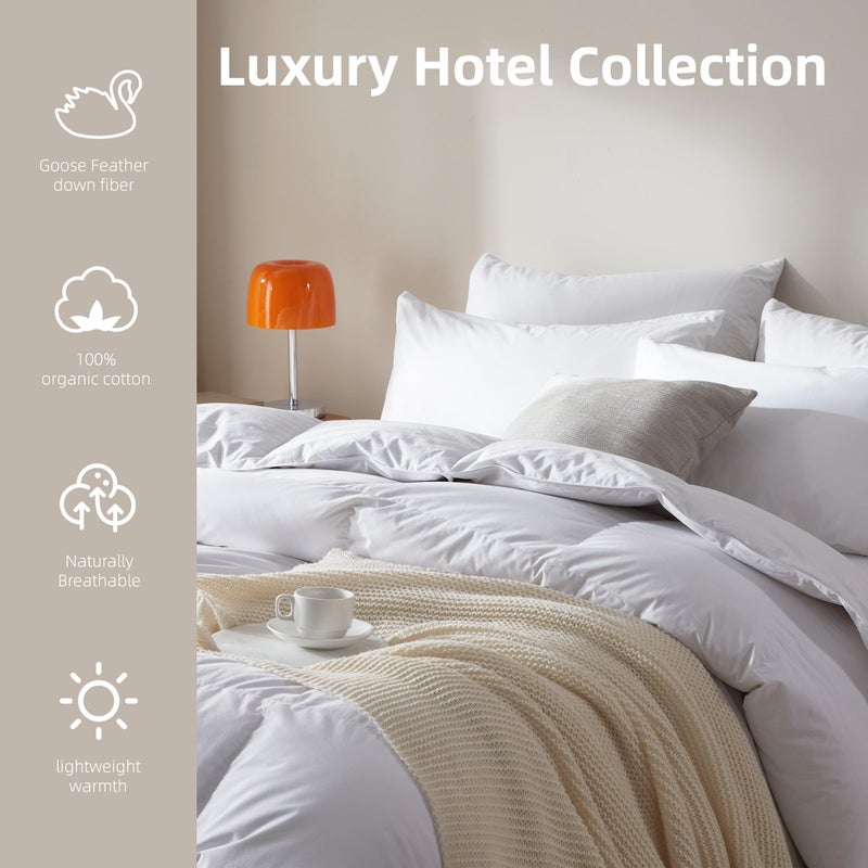 WENERSI Goose Feather Down Fiber Comforter Queen Size,100% Organic Cotton Duvet Insert,All-Season Luxury Duvet Insert with Baffle Box Design, 750+Fill Power Hotel Collection Bedding Comforter - Image 2