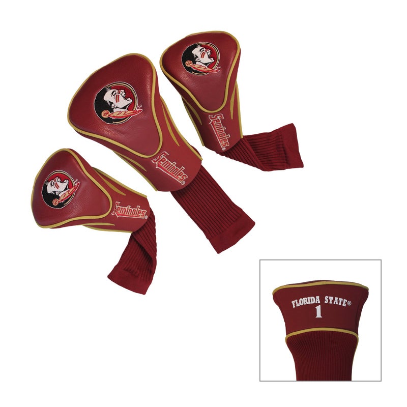 Team Golf NCAA Florida State Seminoles Contour Golf Club Headcovers (3 Count) Numbered 1, 3, & X, Fits Oversized Drivers, Utility, Rescue & Fairway Clubs, Velour lined for Extra Club Protection - Image 1