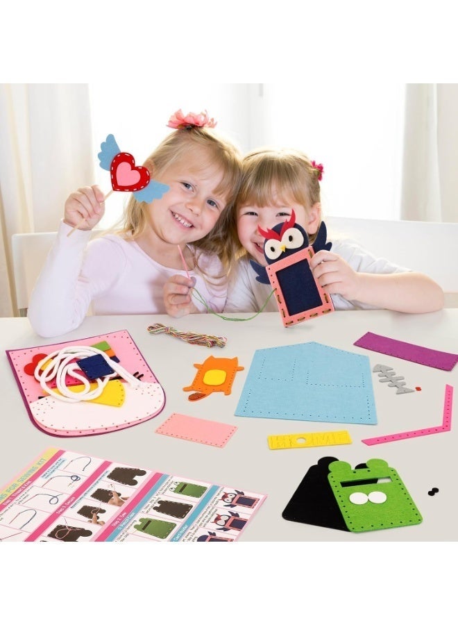 YelaJoy Kids Beginner Sewing Kit,5 DIY Craft Projects,Learn-to-Sew Set for Ages 4-8,Plush Pillow & Embroidery Activity - Image 3