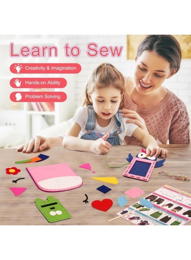 YelaJoy Kids Beginner Sewing Kit,5 DIY Craft Projects,Learn-to-Sew Set for Ages 4-8,Plush Pillow & Embroidery Activity - Image 4