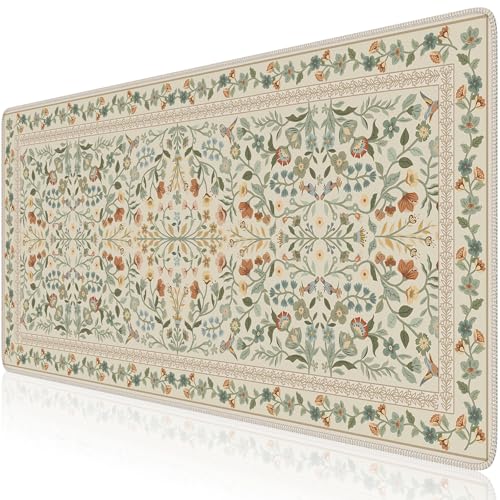 iCasso Desk Mat for Keyboard and Mouse Large Mouse Pad Desk Pad Mat AntiSlip Big Mousepad with Stitched Edges for Computer DesktopBeige - Image 1
