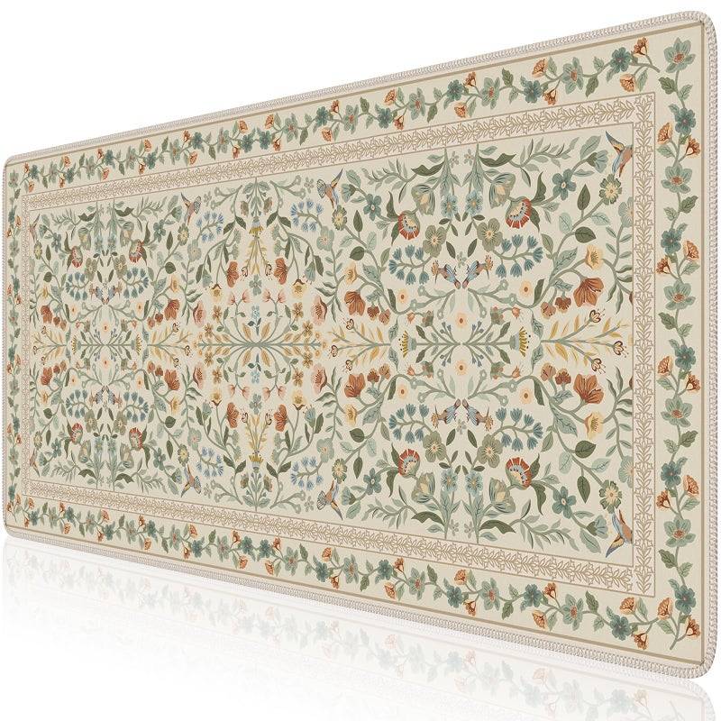 iCasso Desk Mat for Keyboard and Mouse Large Mouse Pad Desk Pad Mat AntiSlip Big Mousepad with Stitched Edges for Computer DesktopBeige - Image 2