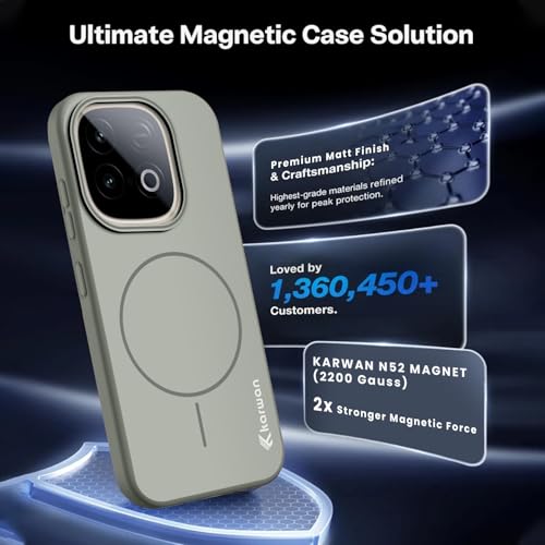 KARWAN® Magnetic Wireless Ultra Slim-Fit Back Case Cover for IQOO NEO 15 |Hard PC Case Cover| Ultra-Thin & Light Weight with [Ultra Premium Feel] Case for IQOO NEO 15 (6.85") (Grey) - Image 2