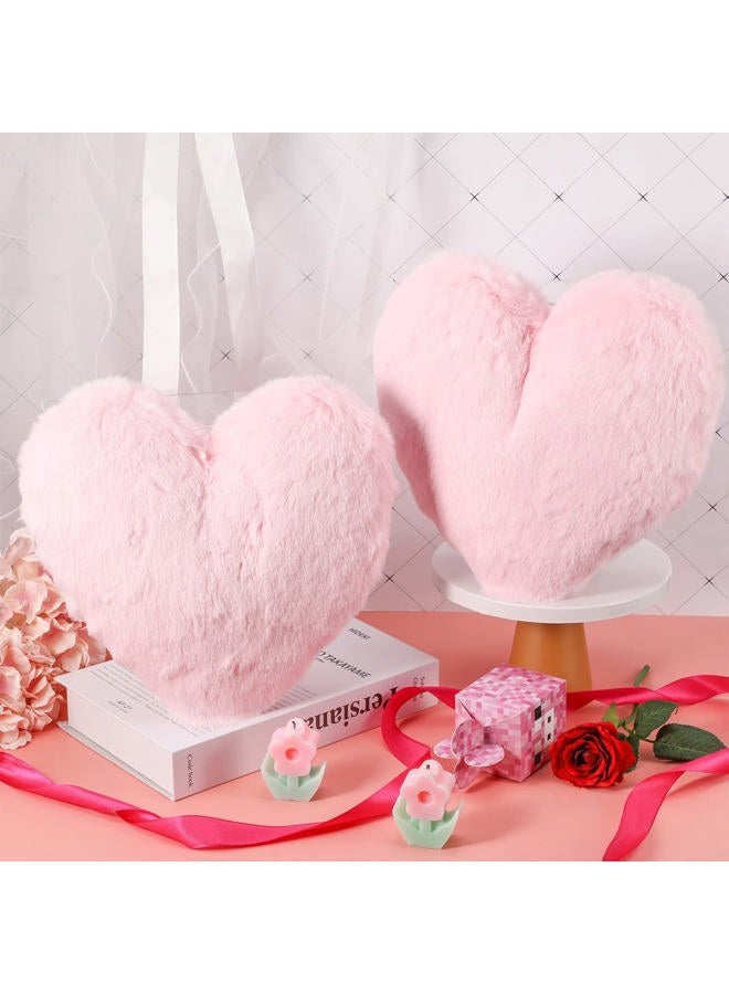 Marsui 2 Pcs Heart Shaped Throw Pillows, Soft Fluffy Faux Fur Decorative Hearts Pillows for Sofa Bed, Cute Heart Themed Gift for Girls Women(Pink,11.81 x 11.02 Inch) - Image 5