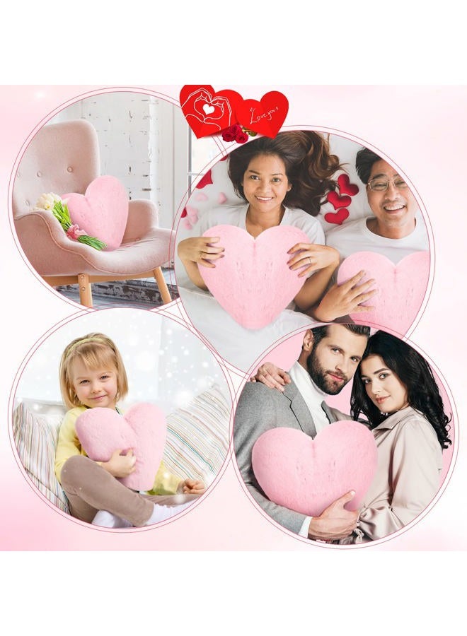 Marsui 2 Pcs Heart Shaped Throw Pillows, Soft Fluffy Faux Fur Decorative Hearts Pillows for Sofa Bed, Cute Heart Themed Gift for Girls Women(Pink,11.81 x 11.02 Inch) - Image 4