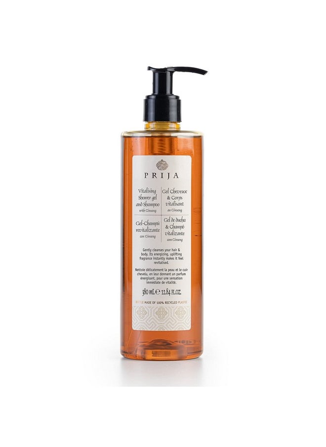 Prija - Rija Vitalizing Shower Gel & Shampoo With Ginseng (12.84 Fl Oz) Toning And Revitalizing Vegan Friendly Dermatologically Tested Made With 100% Recycled Bottle - Image 1
