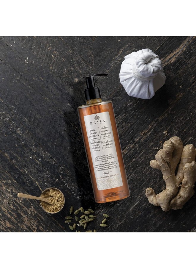 Prija - Rija Vitalizing Shower Gel & Shampoo With Ginseng (12.84 Fl Oz) Toning And Revitalizing Vegan Friendly Dermatologically Tested Made With 100% Recycled Bottle - Image 1