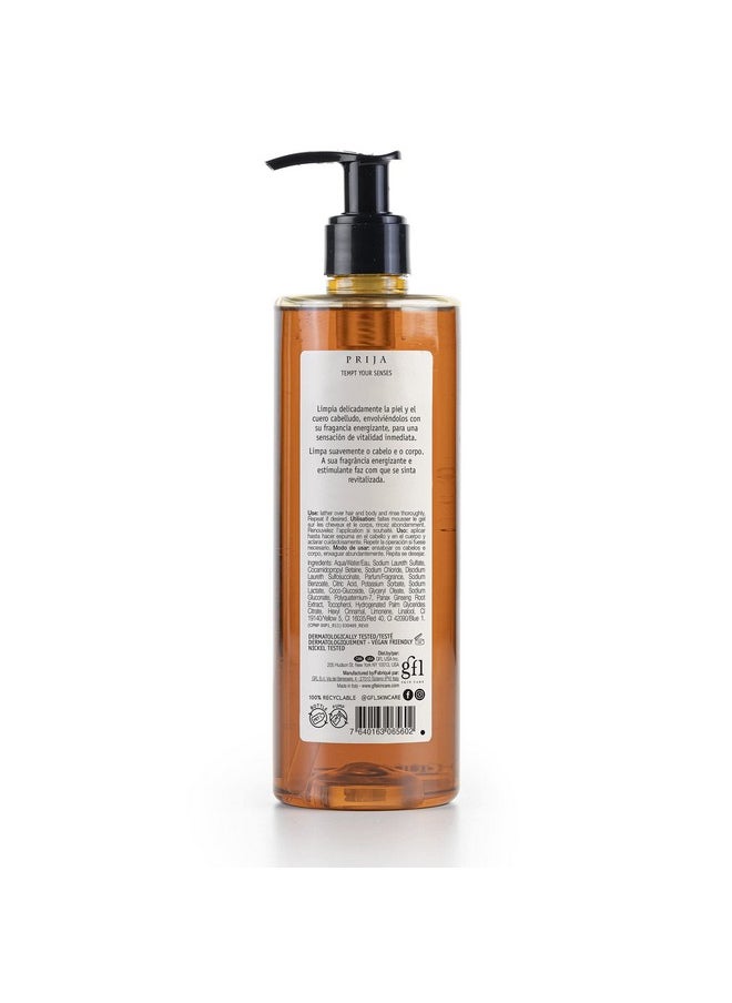 Prija - Rija Vitalizing Shower Gel & Shampoo With Ginseng (12.84 Fl Oz) Toning And Revitalizing Vegan Friendly Dermatologically Tested Made With 100% Recycled Bottle - Image 1