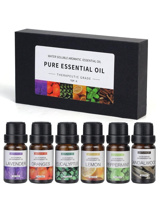 Essential Oils Set, Premium Pure and Natural Oil, for Oil Diffusers, 6 pcs x 10 mL
