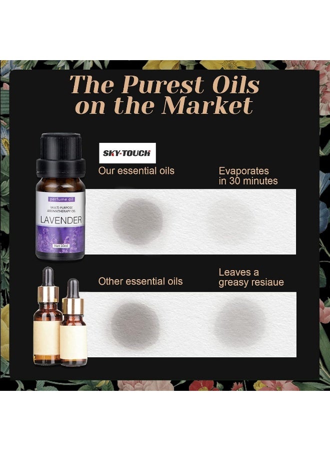 Essential Oils Set, Premium Pure and Natural Oil, for Oil Diffusers, 6 pcs x 10 mL