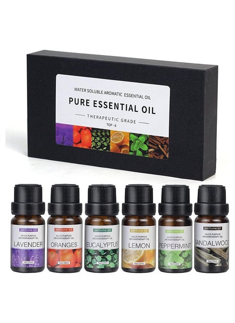 6 Pieces Of 10 ml Essential Oils For Water-Soluble Aromatherapy Sandalwood, Sweet Orange, Lavender, Eucalyptus, Lemon, And Mint Essential Oils Humidifier And Aroma Diffuser Oil For Aromatherapy