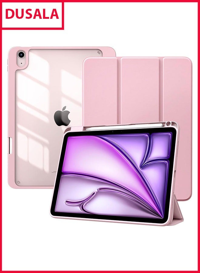 DUSALA Case for iPad Air 11 Inch (M3/M2-2025/2024) with Pencil Holder, iPad Air 5th/4th Generation Case (2022/2020) 10.9 Inch, Slim Protective Cover with Clear Back, Auto Wake/Sleep, (Pink) - Image 1