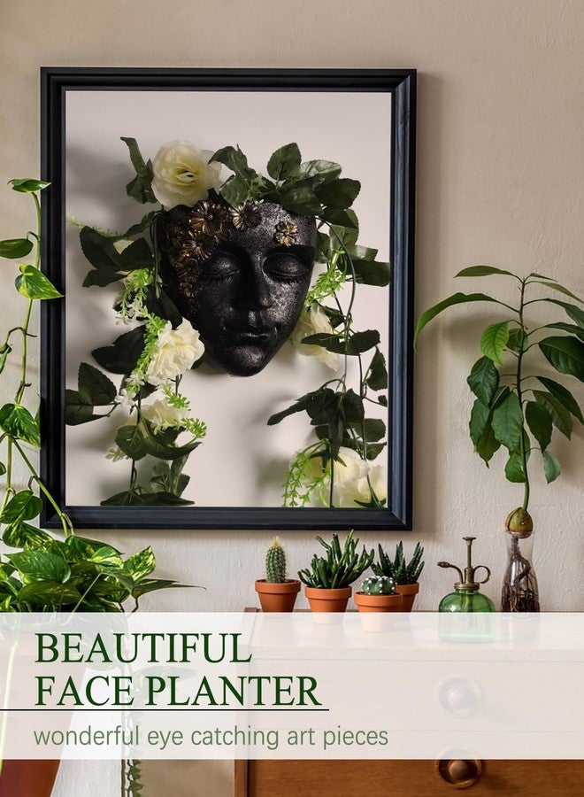 KOXHERO Face Shape Wall Planter Elegant Black Resin Wall-Mounted Head Pot with Drainage Hole Unique Small Vase Holder for Flower,Succulents, Hanging Plants for Plant Lovers - Image 3